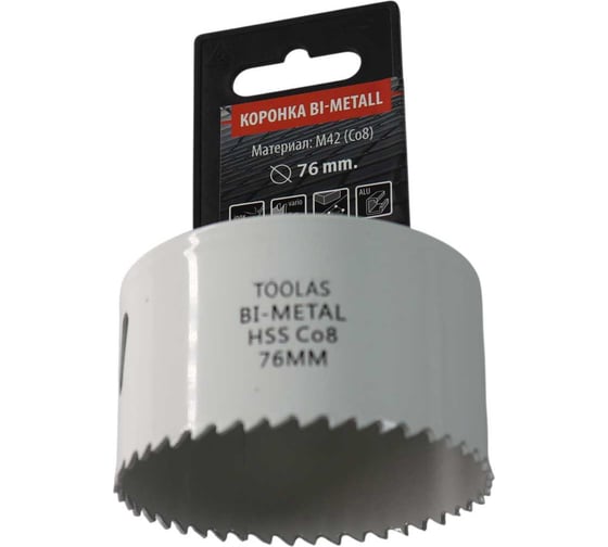 Коронка Bi-Metall 76 мм, М42 Со8% TOOLAS 00007232