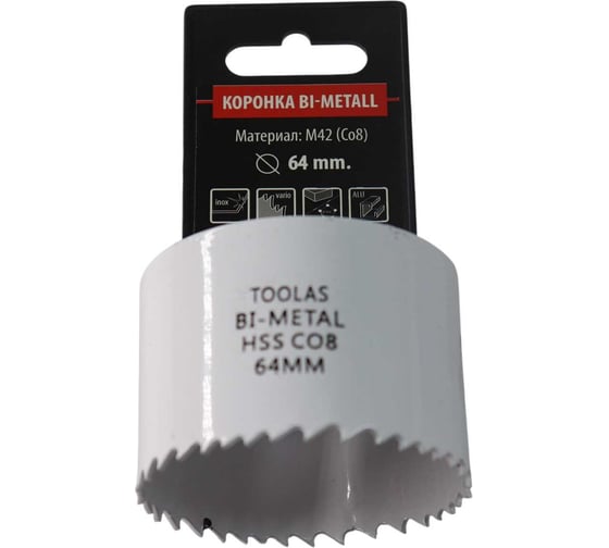 Коронка Bi-Metall 64 мм, М42 Со8% TOOLAS 00007037