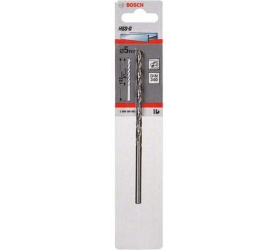 Удлиненное сверло по металлу HSS-G DIN 340 5x87 мм Bosch 2608595683 1