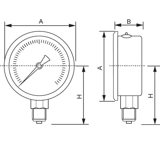 Манометр от 0 до 60 бар из нержавеющей стали, D63 мм, NPT 1/4", штуцер снизу A-Flow G20-S-4N-63A-60bar
