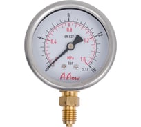 Манометр от 0 до 16 бар из нержавеющей стали, D63 мм, M12x1.5, штуцер снизу A-Flow G20-S-12M-63A-16bar