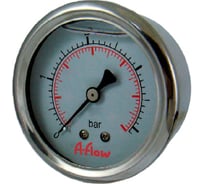 Манометр от 0 до 25 бар из нержавеющей стали, D40 мм, NPT 1/8", штуцер сзади по центру A-Flow G20-S-2N-40B-25bar