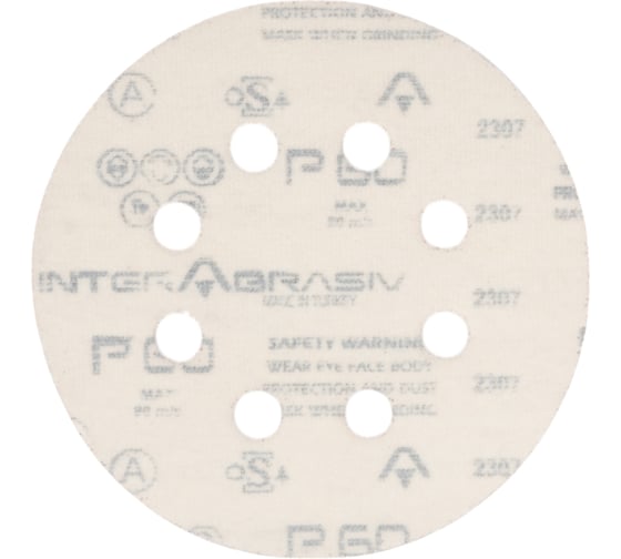 Шлифовальный круг AP311F 125 мм, на липучке, 8 отверстий, Р60, 5 шт Interflex 3133603008-5