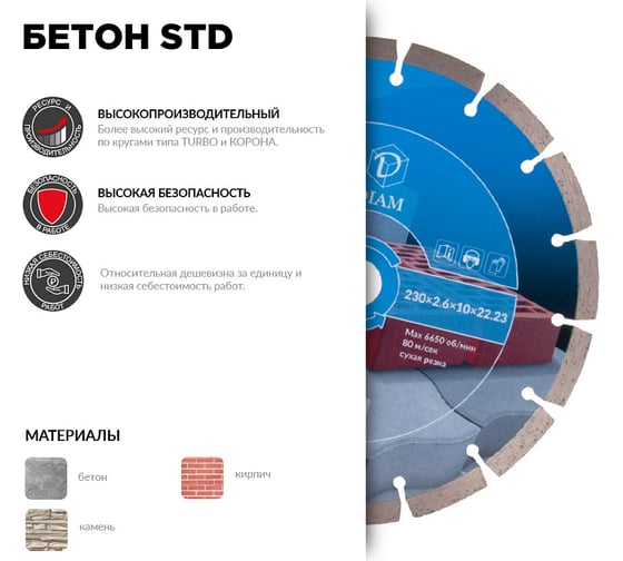 Отрезной круг по бетону STD (125х2.2х10х22.2 мм) Diam 000581