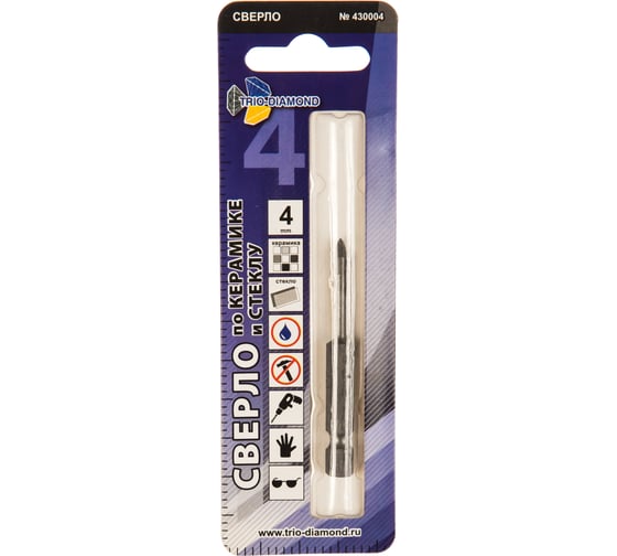Сверло по керамике и стеклу 4 мм TRIO-DIAMOND 430004