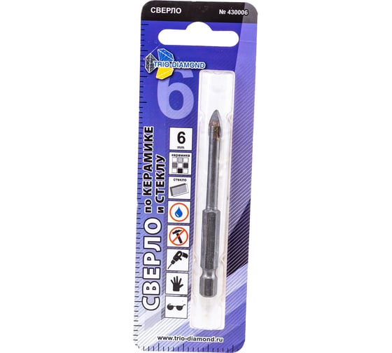Сверло по керамике и стеклу 6 мм TRIO-DIAMOND 430006