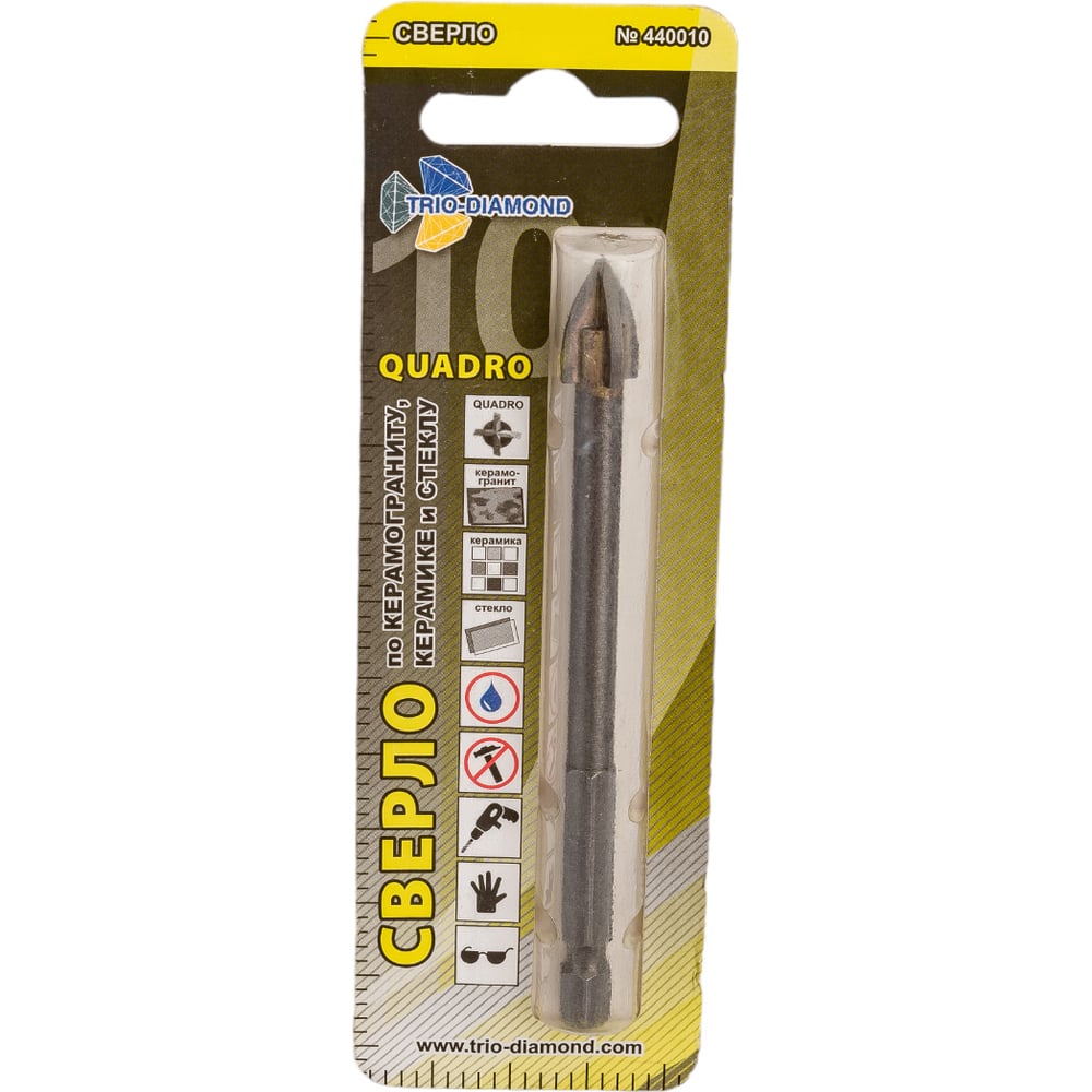 Сверло по керамограниту, керамике и стеклу 10 мм TRIO-DIAMOND 440010 ...