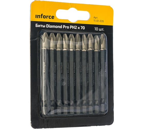 Биты Diamond Pro 10 шт PH2x70 Inforce 11-01-035