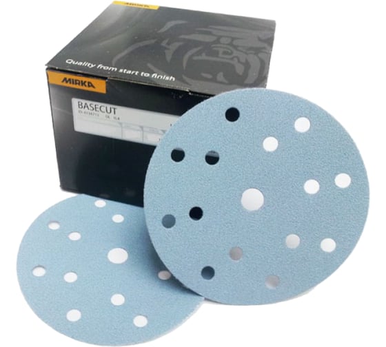 Круг шлифовальный для сухой обработки поверхностей BASECUT (100 шт; 150 мм; 15 отв.; Р400) MIRKA 2261109941 1
