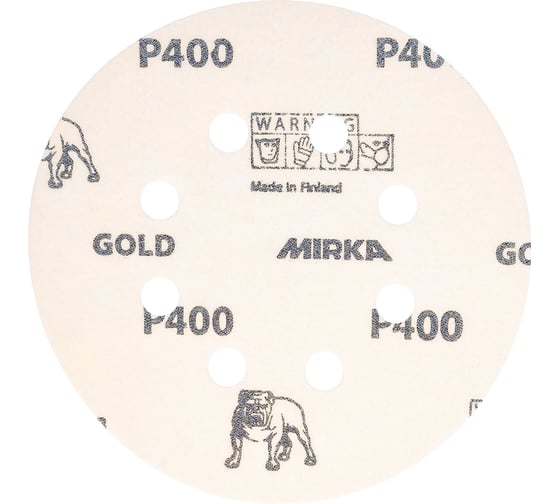 Шлифовальный круг для сухой обработки GOLD (125 мм; Р400; 8 отв.; 50 шт.) MIRKA 2361585041