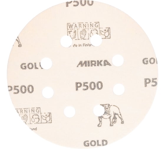 Шлифовальный круг для сухой обработки GOLD (125 мм; Р500; 8 отв.; 50 шт.) MIRKA 2361585051