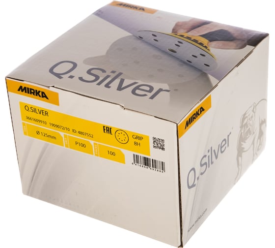 Круг шлифовальный Q.SILVER (100 шт; 125 мм; 8 отв; P100) MIRKA 3661609910