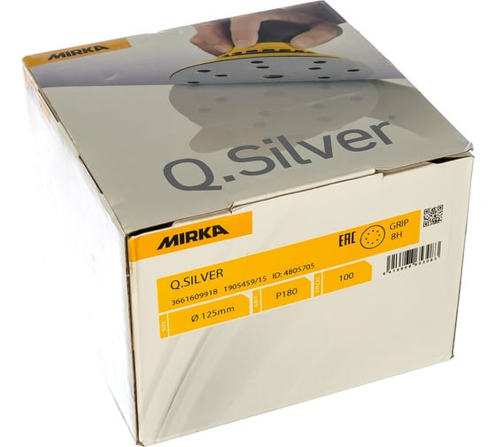 Круг шлифовальный Q.SILVER (100 шт; 125 мм; 8 отв; P180) MIRKA 3661609918