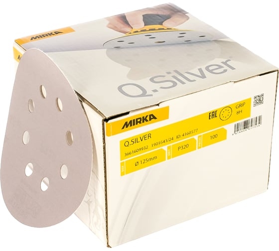 Круг шлифовальный Q.SILVER (100 шт; 125 мм; 8 отв; P320) MIRKA 3661609932