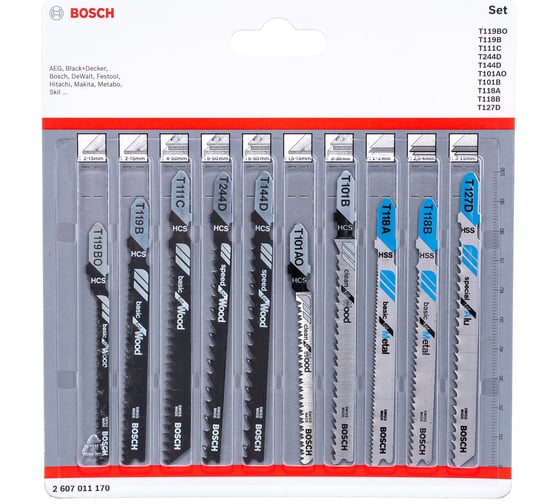 Набор пилок для лобзика Wood & Metal (10 шт.) Bosch 2607011170