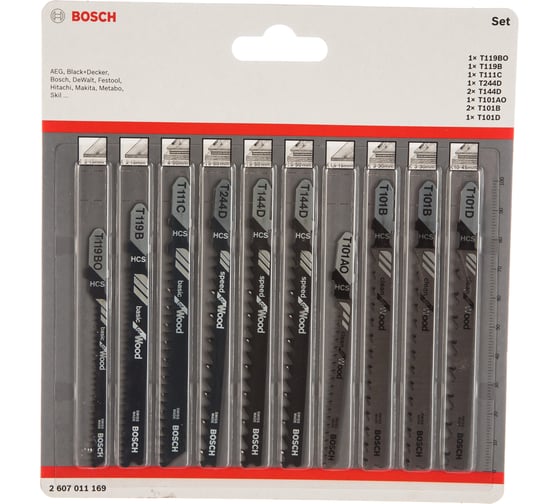 Набор пилок для лобзика Wood (10 шт.) Bosch 2607011169