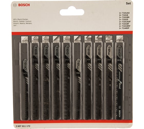 Набор пилок для лобзика Wood Clean (10 шт.) Bosch 2607011172