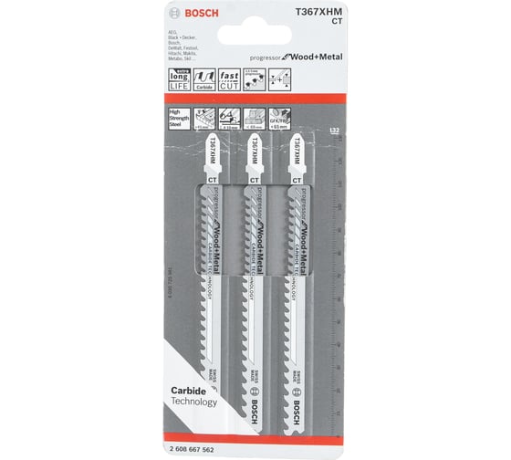Пилка для лобзика T367XHM (132 мм; 3 шт.) Bosch 2608667562