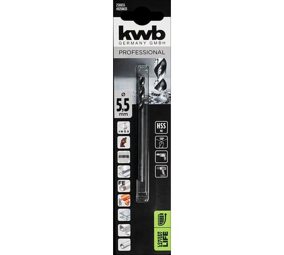 Сверло по металлу HI-NOX (5.5х93 мм) KWB 258655