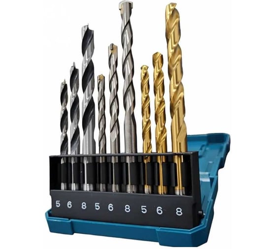 Набор сверл (9 шт.; 5, 6, 8 мм; дерево/металл/бетон) Makita D-71962