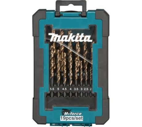 Набор сверл M-force (19 шт.; 1-10 мм; шаг 0.5 мм) Makita D-67583