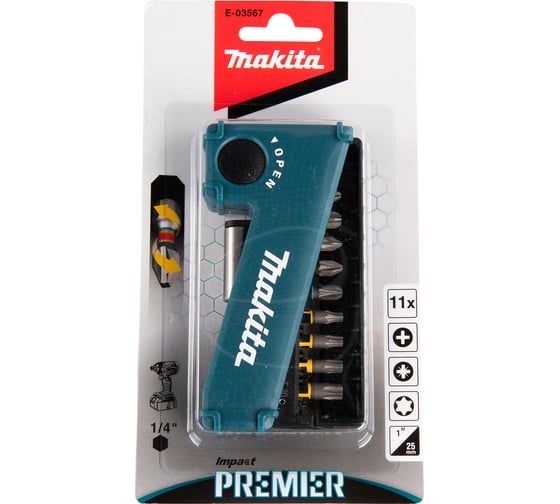 Набор насадок Impact Premier (11 шт.; 25 мм; C-form; PH, PZ, T; магнитный держатель) Makita E-03567