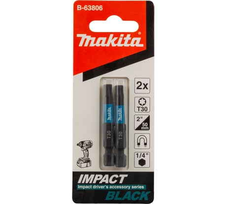 Насадка Impact Black (2 шт.; T30; 50 мм; E-form; MZ) Makita B-63806