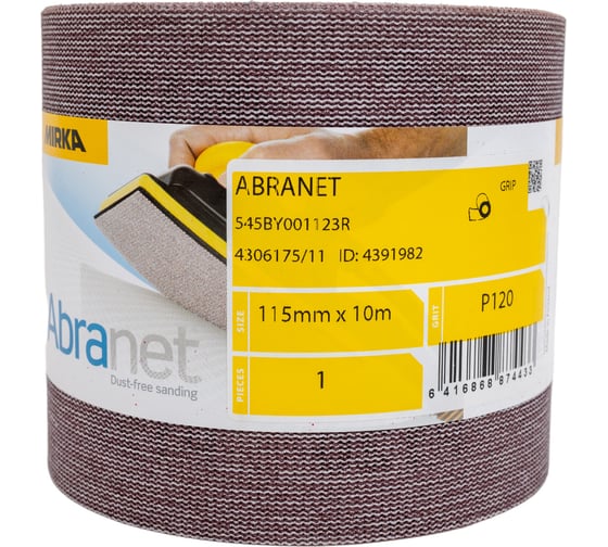 Лист шлифовальный на сетчатой основе ABRANET (10 м; 115 мм; P120) MIRKA 545BY001123R