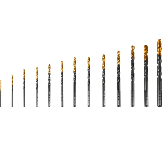 Набор сверл по металлу Golden Tip 1.5-6.5 мм, HSS-Tin, 13 шт Denzel 72318
