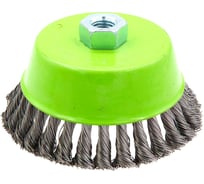 Щетка чашка металлическая для УШМ 75 мм, М14, крученая проволока, нержавеющая сталь 0.5 мм On 20-14-075
