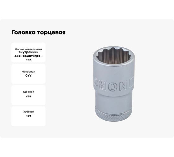 Головка торцевая 12-гр. 1/2" 19 мм ND19-19 NORGAU 063703019