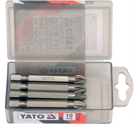 Бита крестовая PZ2, 1/4", 50 мм, 10 шт YATO YT-78155