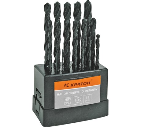 Набор сверл по металлу (1-10 мм; 19 шт.) Кратон 1 05 01 006
