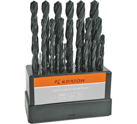 Набор сверл Кратон по мет 1,0-13,0 мм 25 шт 1 05 01 008