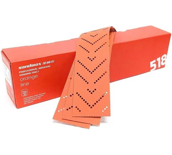 Полоски шлифовальные на пленочной основе 518 LC ORANGE CERAMIC MULTIHOLES Р400, 70x400 мм, 50 шт SANDWOX 518.70.40.400.LC 1