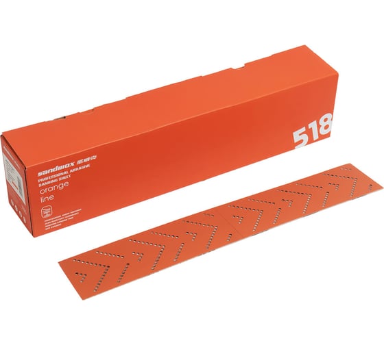 Полоски шлифовальные на пленочной основе 518 LC ORANGE CERAMIC MULTIHOLES Р120, 70x400 мм, 50 шт SANDWOX 518.70.40.120.LC