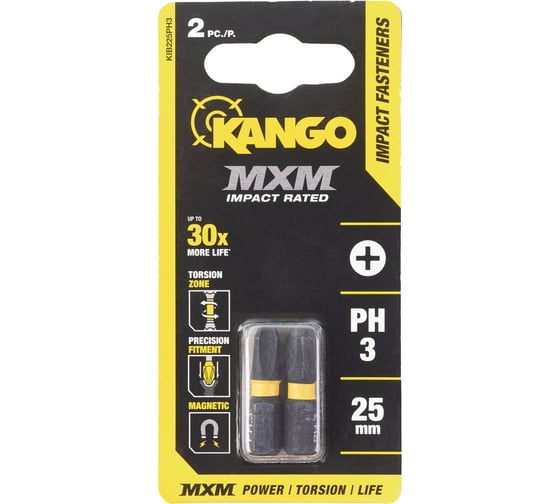 Бита для импульсного закручивания MXM (2 шт; 25 мм; PH3; блистер) Kango KIB225PH3