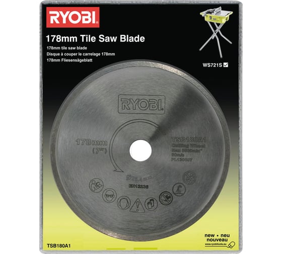Диск алмазный по плитке (178х25.4 мм) Ryobi TSB180A1 5132002694