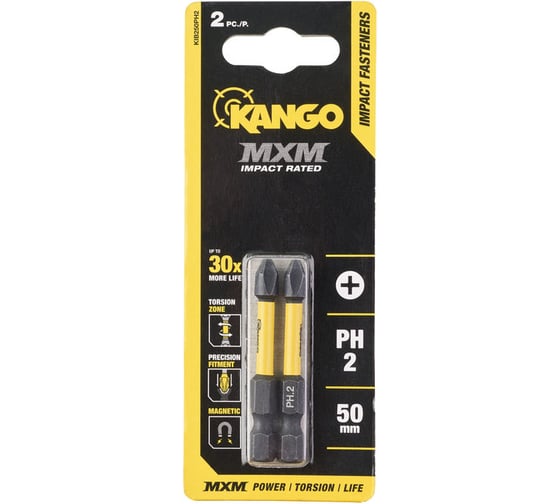 Бита для импульсного закручивания MXM (2 шт; 50 мм; PH2; блистер) Kango KIB250PH2