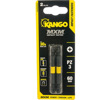 Бита двухсторонняя для импульсного закручивания MXM (2 шт; 60 мм; PZ3; блистер) Kango KIB260DEPZ3