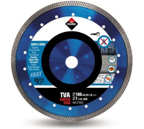 Диск алмазный TVA 180 SUPERPRO (180х22.2 мм) RUBI 31934