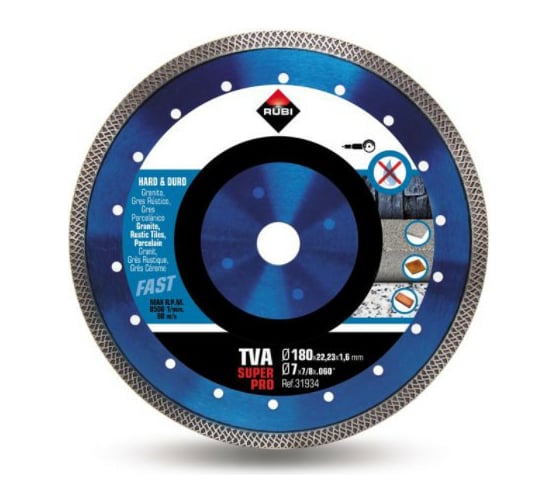 Диск алмазный TVA 180 SUPERPRO (180х22.2 мм) RUBI 31934 1