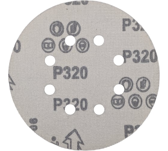 Круг шлифовальный RED D 125 мм, на липучке, Р320, 8 отверстий, 10 шт PADU RED-10шт-D125-8отв-320