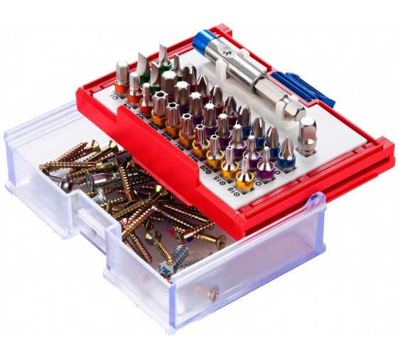 Набор вставок бит 1/4, TORX, HEX, PZ, PH, SLOT, 32 предмета МАСТАК 058-10032C