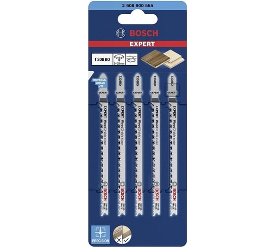 Пилки Expert Т308ВO, HCS, 5 шт для лобзика Bosch 2608900555 1