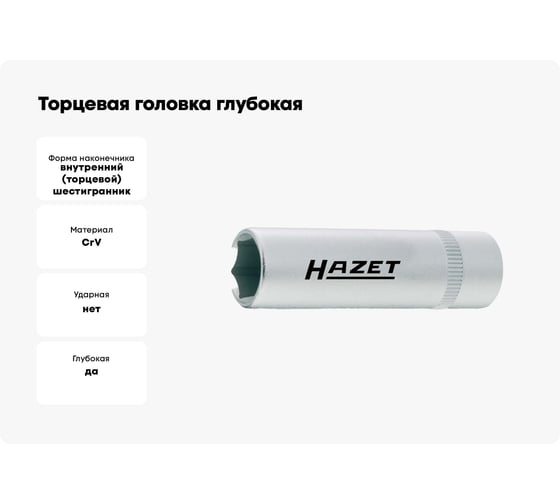 Торцевая головка глубокая 6 гр., 12 мм, 1/4" HAZET 850Lg-12