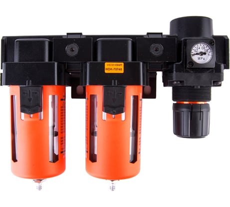 Блок подготовки воздуха: масловлагоотделитель, регулятор, манометр (3000 л/мин; 10 бар; 1/2") WIEDERKRAFT WDK-70740