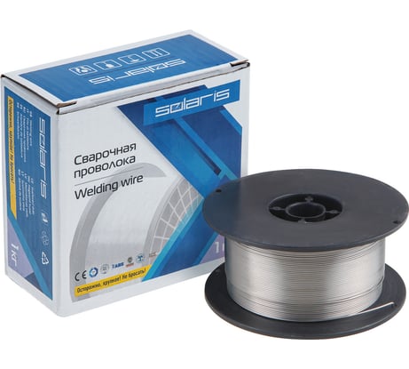 Проволока сварочная FLUX E71T-GS 1 мм, 1 кг, без газа, порошковая SOLARIS WM-E71TGS-10010