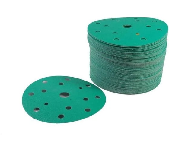 Круг абразивный Green 150 мм, 100 шт, 15 отв, Р 220 H7 384752 1