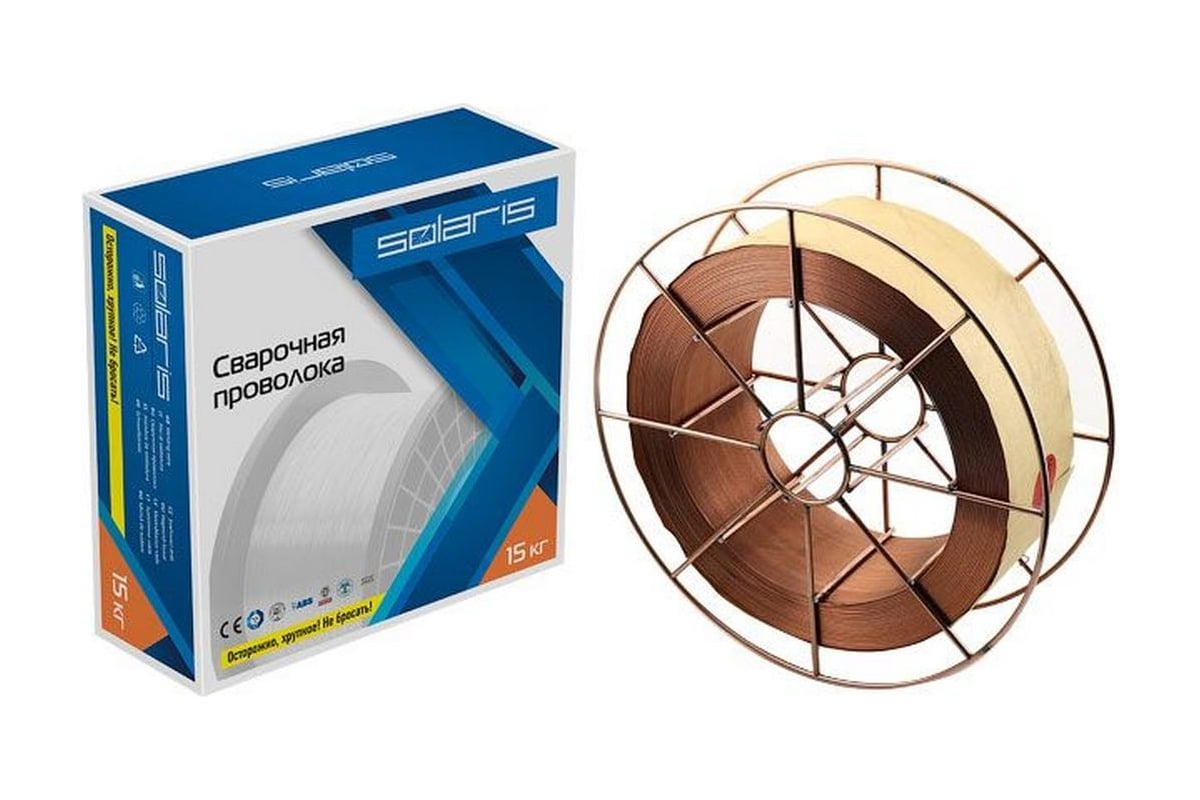 Проволока сварочная ER 70S-6 1 мм, 15 кг, омедненная SOLARIS WM-ER70S6 ...